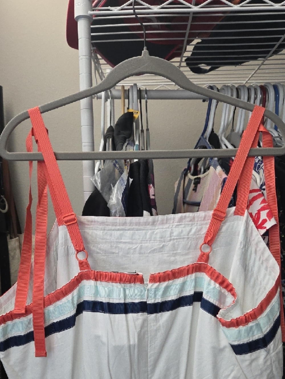 Lane Bryant White Maxi Sundress with Coral and Navy Stripes - Picture 3 of 4